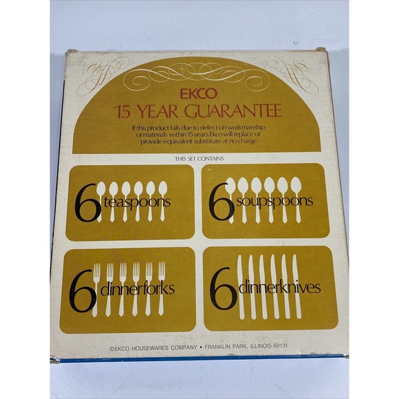 Vintage MCM EKCO Stainless Tableware Silverware Set NEW NOS 24 Pc Service